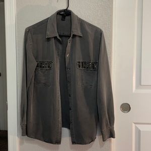 Dark Grey Button Down with studs. Women’s size 6